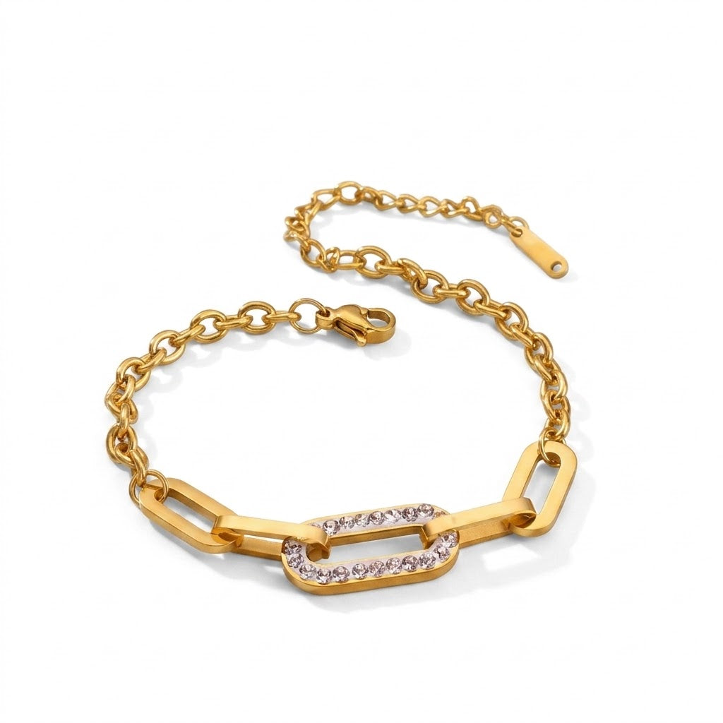 Pulseira de Corrente Oval Brilhante