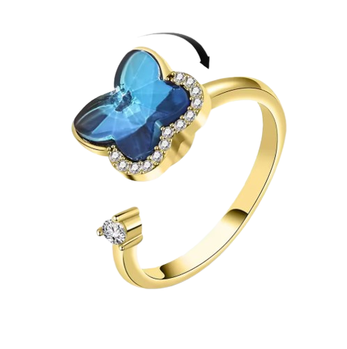 Anel Anti Ansiedade Dourado C/ Cristal Brilhante