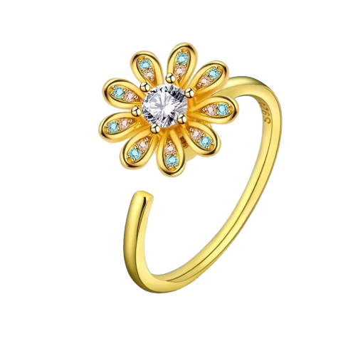 Anel Anti Ansiedade Dourado Coneflower