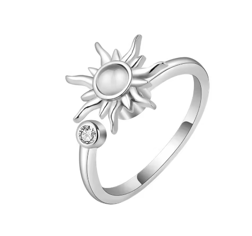 Anel Anti Ansiedade Prateado Sol