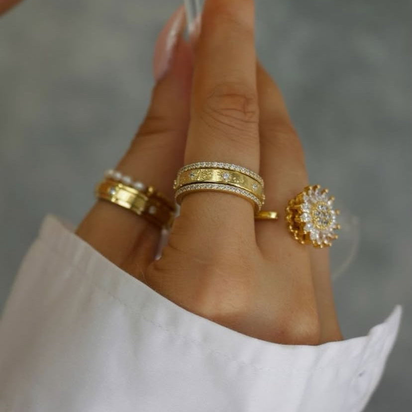 Anel Anti Estresse Dourado Sol Precioso