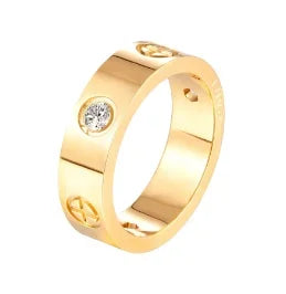 Personalidade redonda contas anel banda pequeno cristal claro zircão à prova dwaterproof água anéis de ouro aço inoxidável simples granular jóias finas