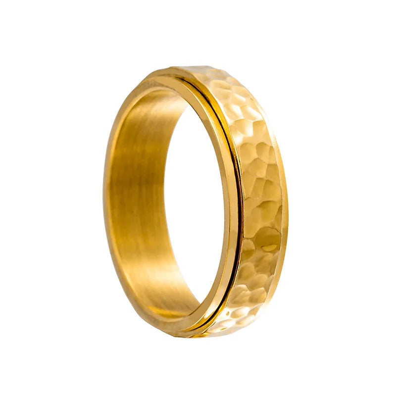 Anel Anti Estresse Dourado Rotativo Prince