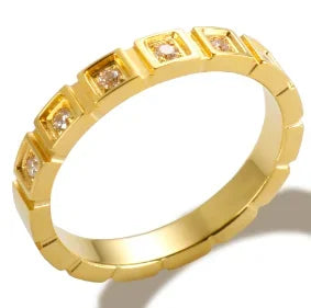 Personalidade redonda contas anel banda pequeno cristal claro zircão à prova dwaterproof água anéis de ouro aço inoxidável simples granular jóias finas