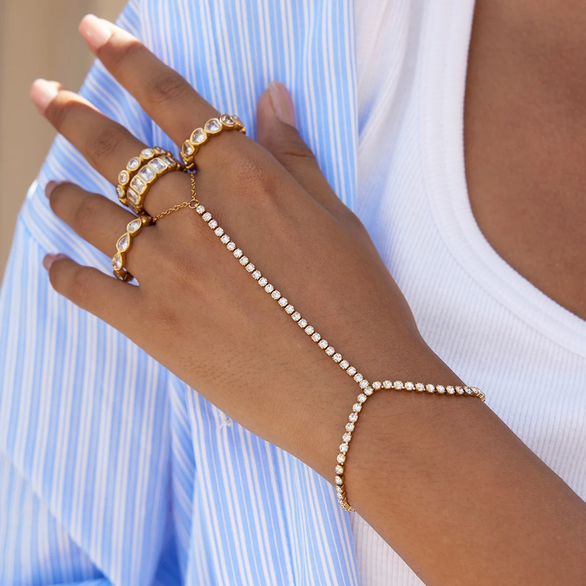 Pulseira de Mão com Brilhantes Luxe