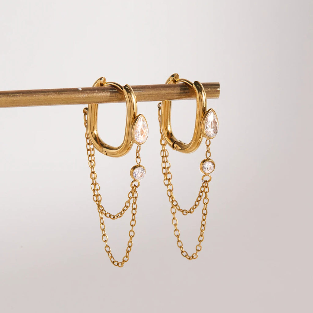 Brincos Gold C/ Corrente