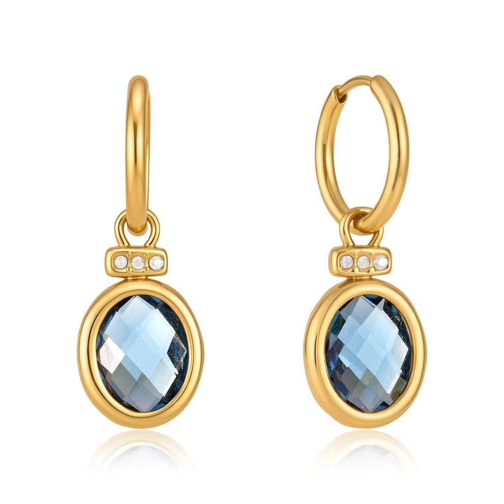 Brinco Pendente Cristal Azul