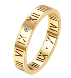 Personalidade redonda contas anel banda pequeno cristal claro zircão à prova dwaterproof água anéis de ouro aço inoxidável simples granular jóias finas