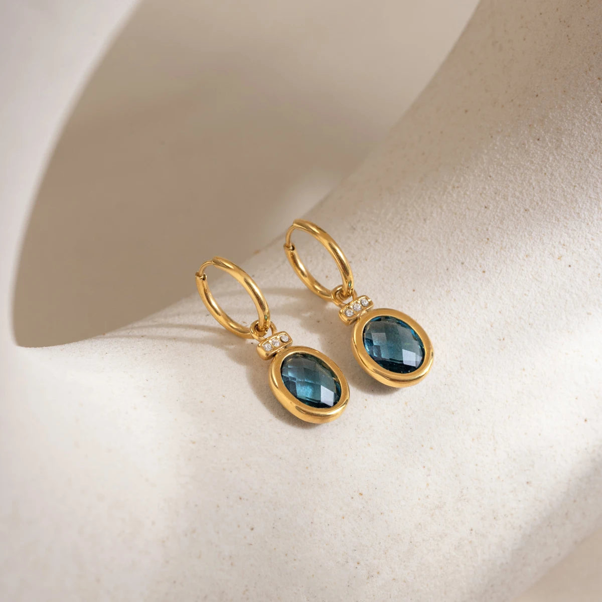 Brinco Pendente Cristal Azul