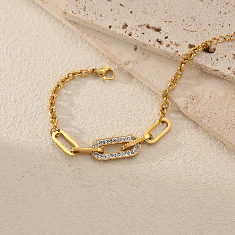 Pulseira de Corrente Oval Brilhante