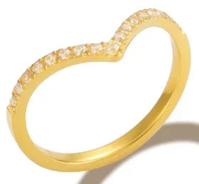 Personalidade redonda contas anel banda pequeno cristal claro zircão à prova dwaterproof água anéis de ouro aço inoxidável simples granular jóias finas