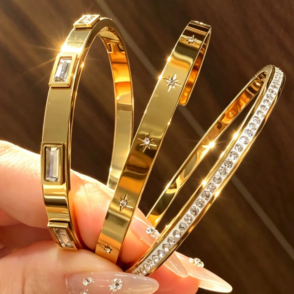 Conjunto 3 Braceletes Gold Luxe