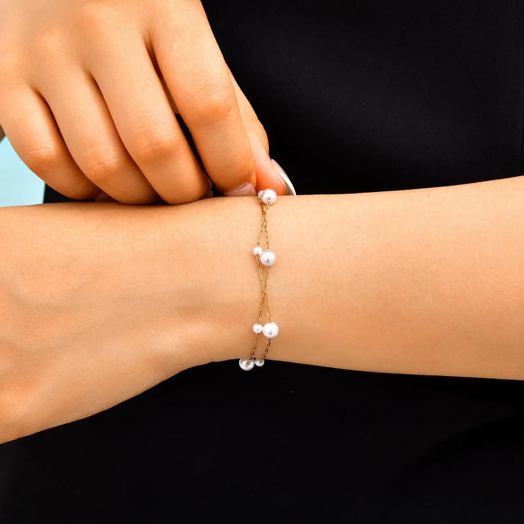 Pulseira Multicamadas de Pérolas