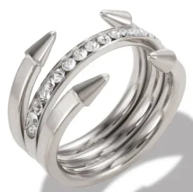 Personalidade redonda contas anel banda pequeno cristal claro zircão à prova dwaterproof água anéis de ouro aço inoxidável simples granular jóias finas