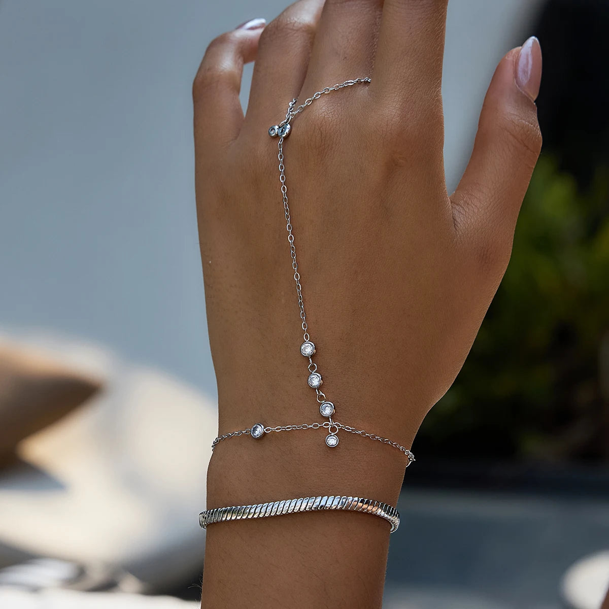 Pulseira De Mão C/ Zircônias