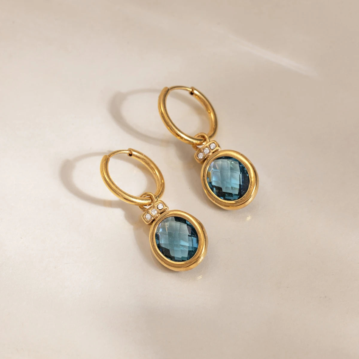 Brinco Pendente Cristal Azul