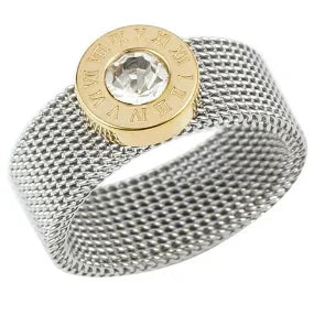 Personalidade redonda contas anel banda pequeno cristal claro zircão à prova dwaterproof água anéis de ouro aço inoxidável simples granular jóias finas