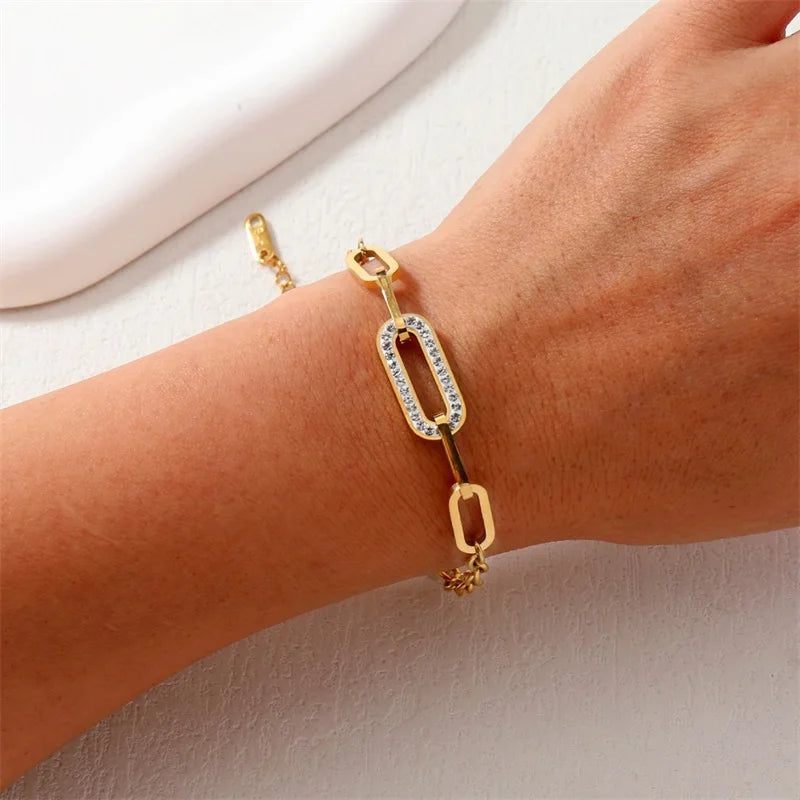 Pulseira de Corrente Oval Brilhante
