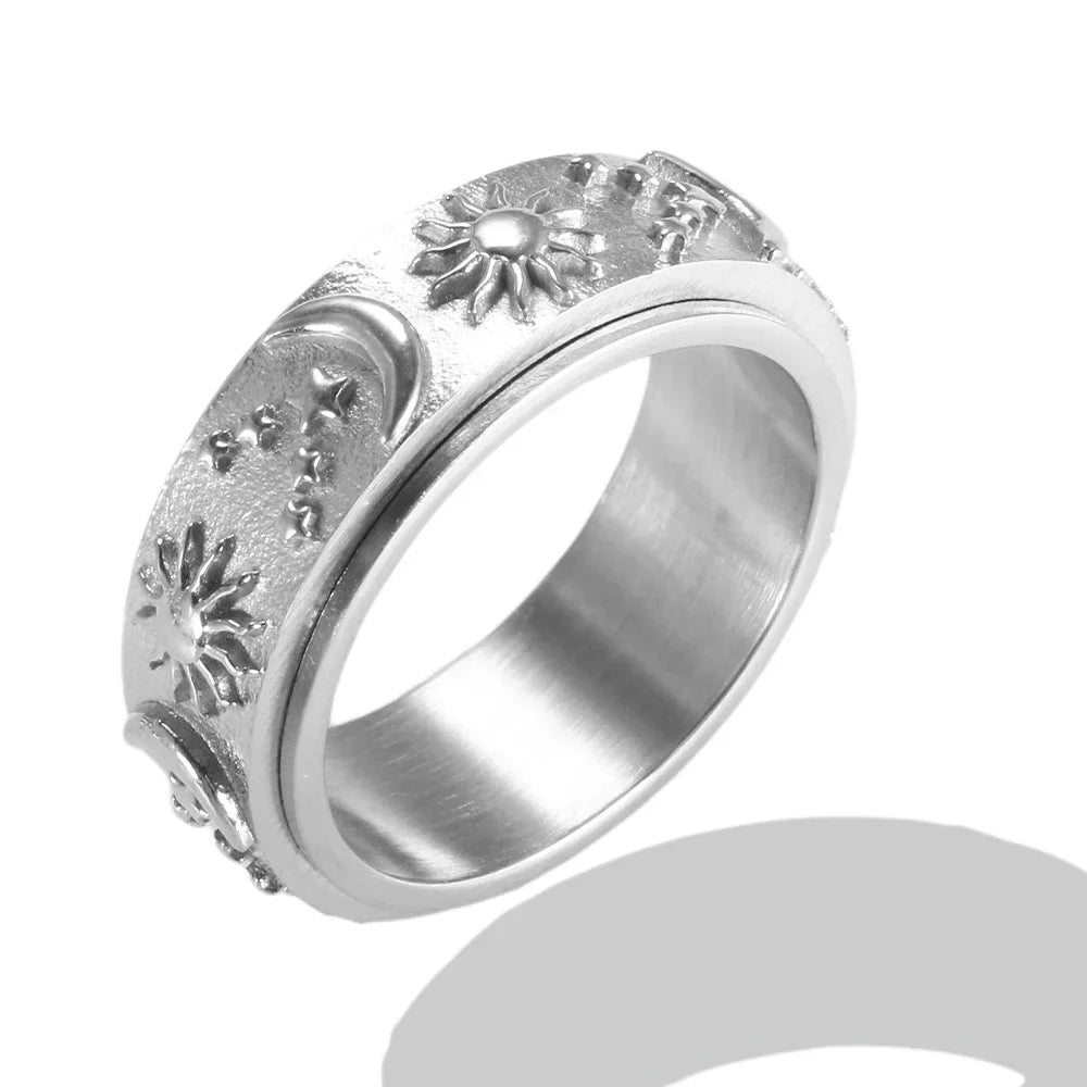 Personalidade redonda contas anel banda pequeno cristal claro zircão à prova dwaterproof água anéis de ouro aço inoxidável simples granular jóias finas