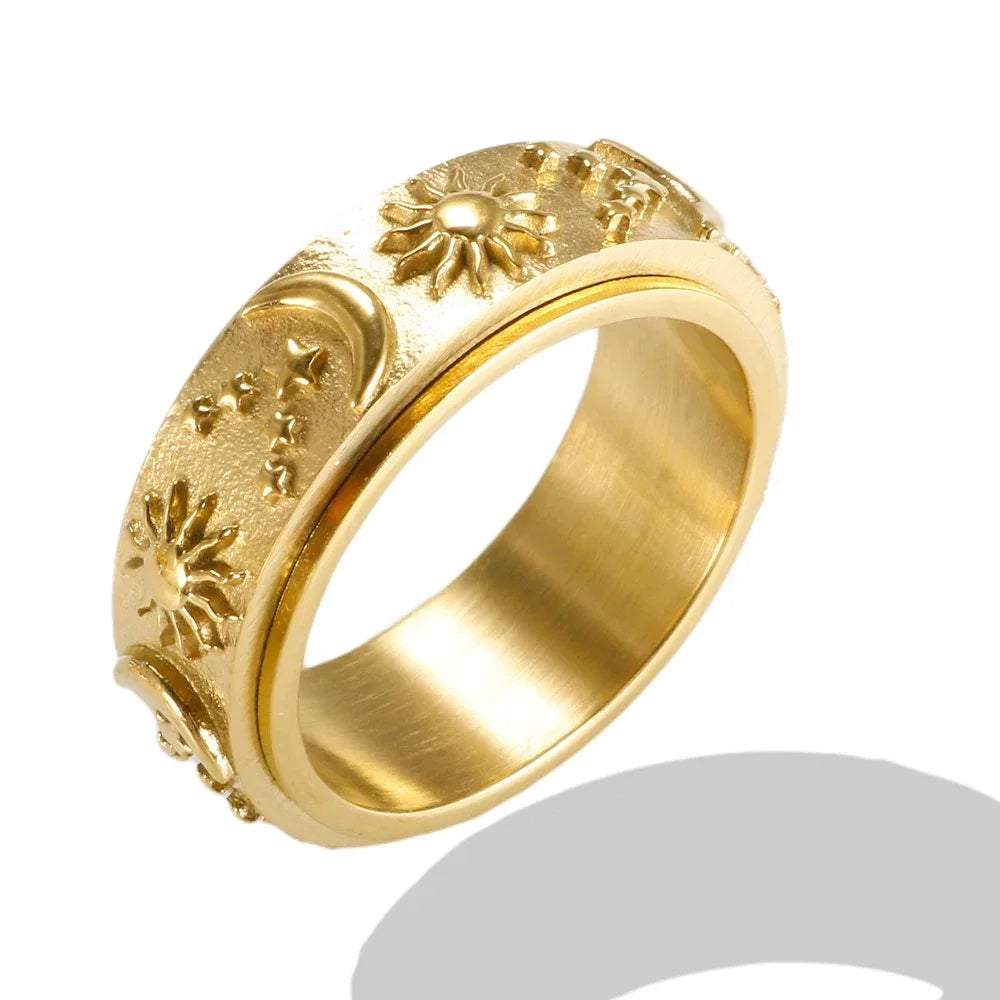 Personalidade redonda contas anel banda pequeno cristal claro zircão à prova dwaterproof água anéis de ouro aço inoxidável simples granular jóias finas