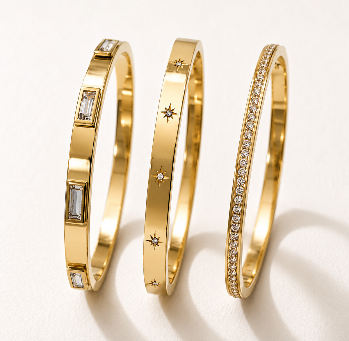 Conjunto 3 Braceletes Gold Luxe