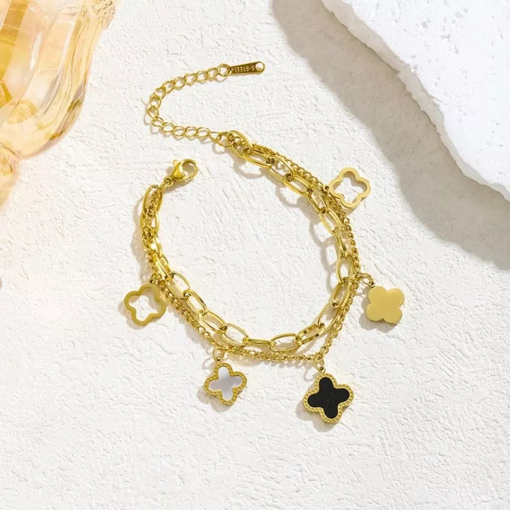 Pulseira Dupla Trevo Lys