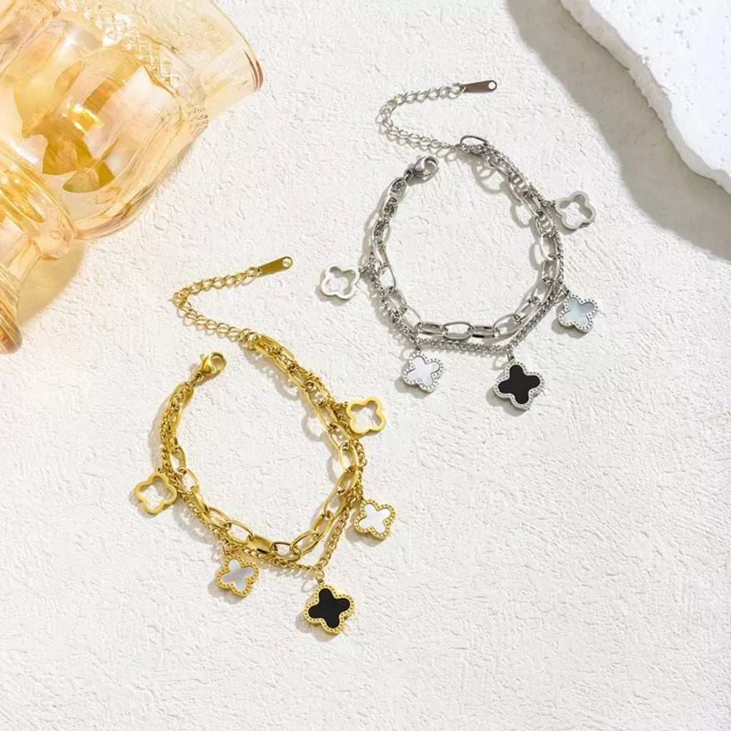 Pulseira Dupla Trevo Lys