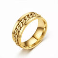 Anel Anti Estresse Dourado Rotativo c/ Corrente