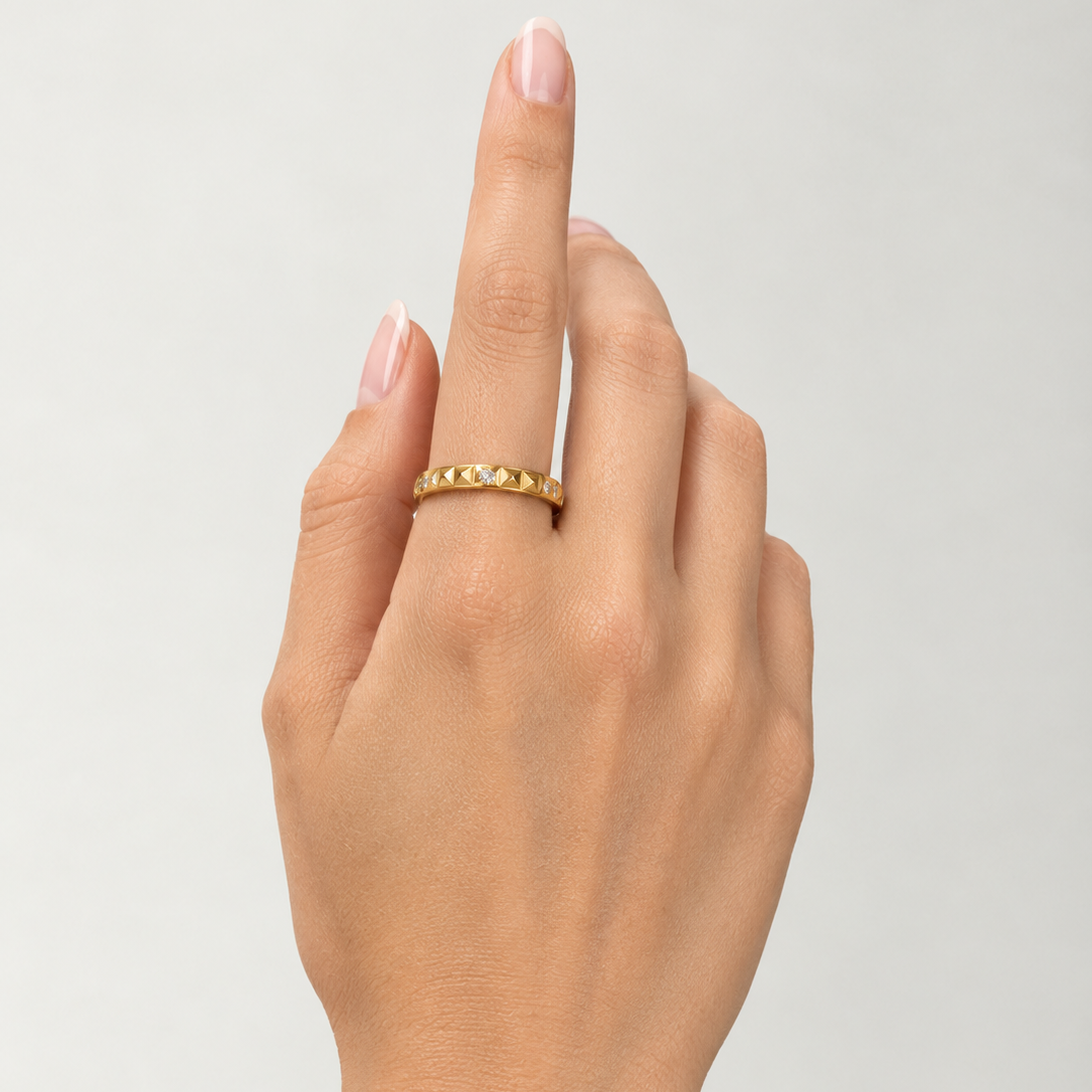 Anel Anti Estresse Dourado Rotativo Monic