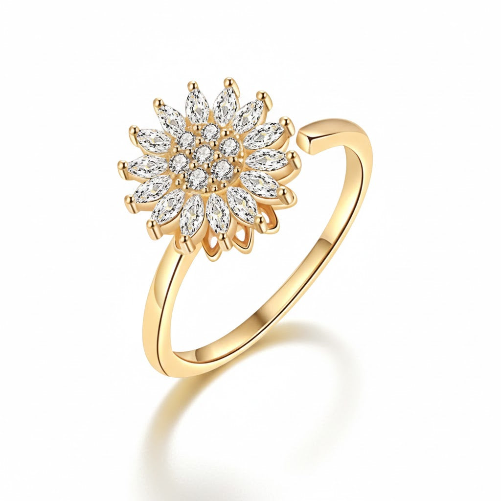 Anel Anti Ansiedade Dourado Coreópsis