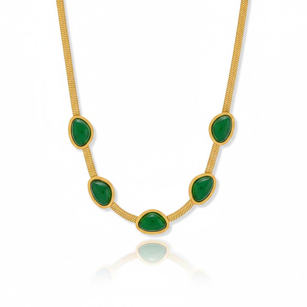 Colar Esmeraldas Dourado