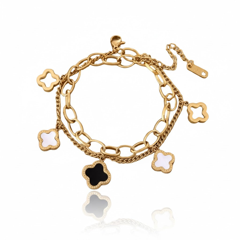 Pulseira Dupla Trevo Lys