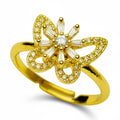 Anel Anti Ansiedade Dourado Borboleta c/ Brilhantes