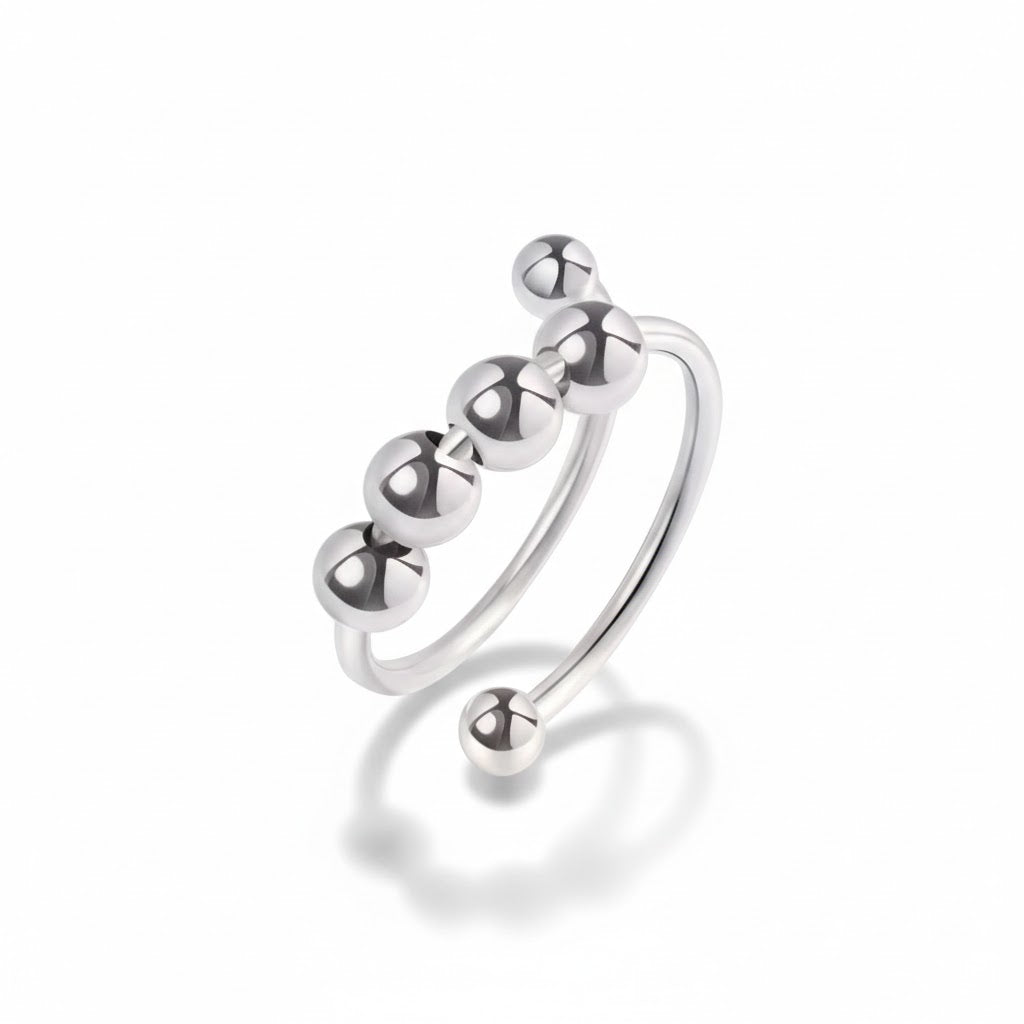 Anel Anti Ansiedade Prateado C/ Bolinhas