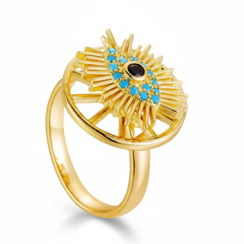 Anel Anti Ansiedade Dourado Olho Egípcio