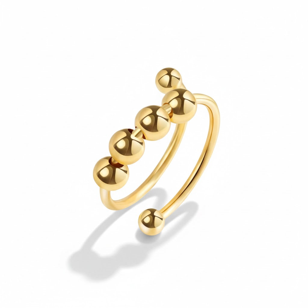 Anel Anti Ansiedade Dourado C/ Bolinhas