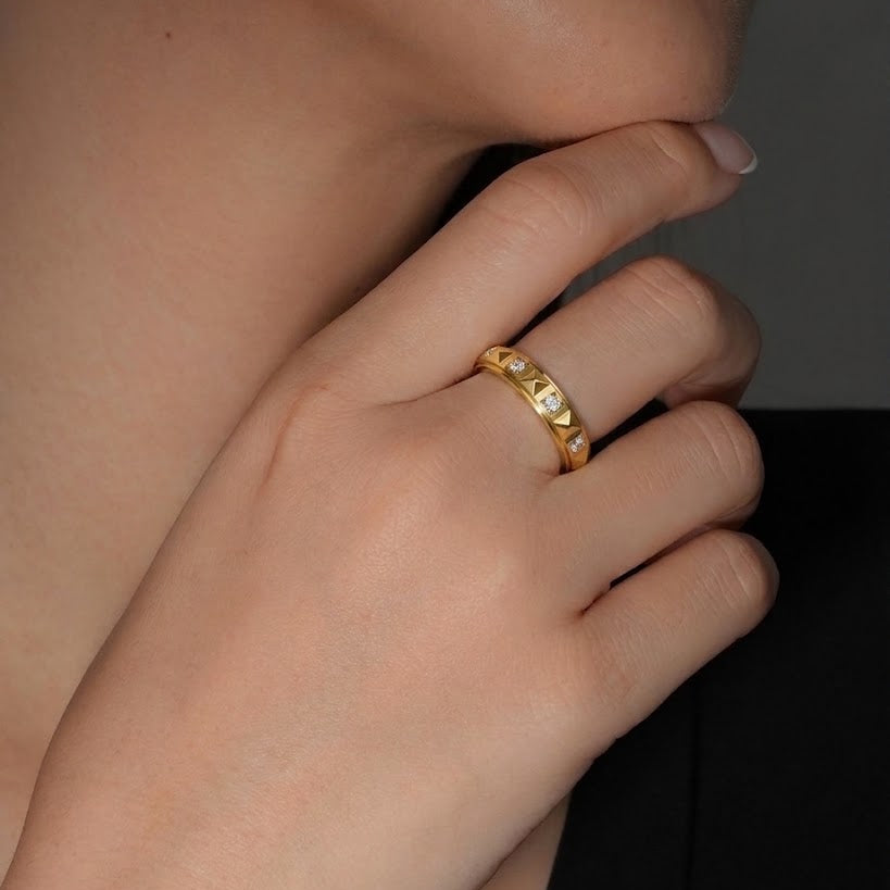 Anel Anti Estresse Dourado Rotativo Monic
