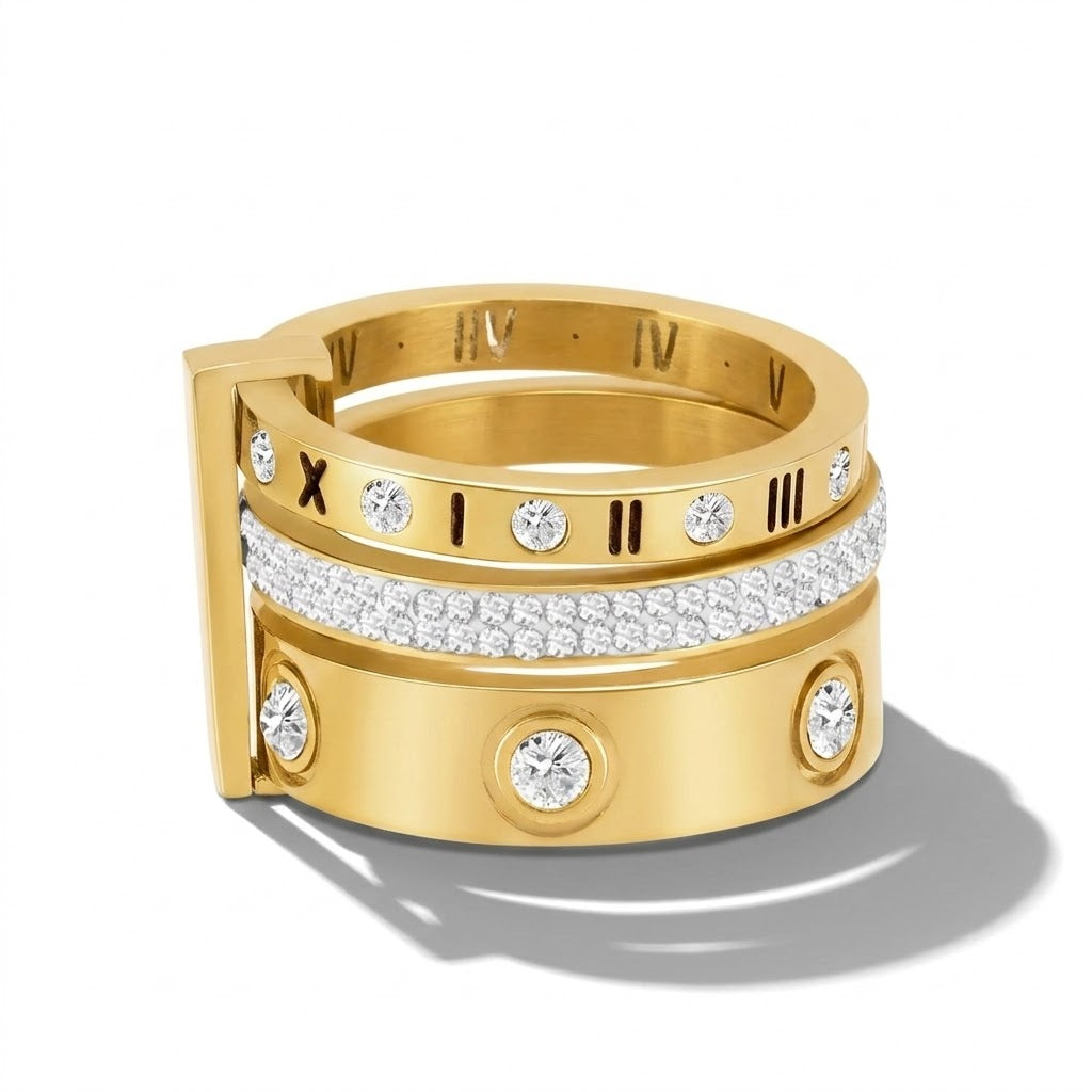 Anel Triplo Roma Dourado