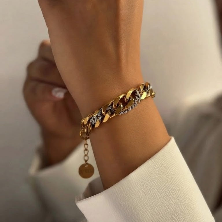 Pulseira de Corrente Dupla Gold Silver
