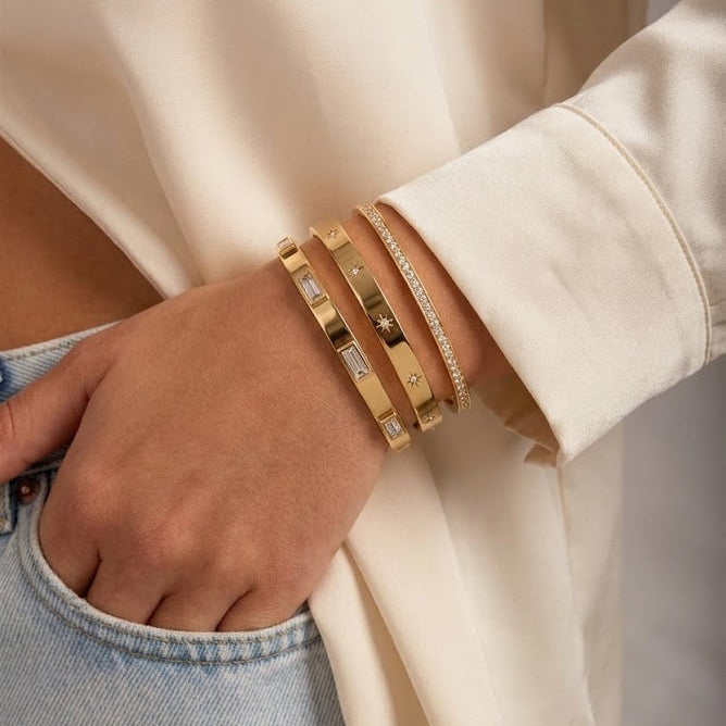 Conjunto 3 Braceletes Gold Luxe
